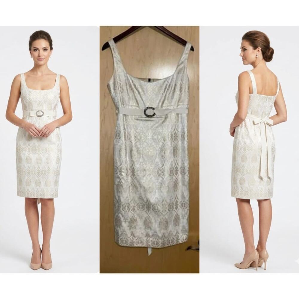 T Tahari Golden Printed Cocktail Dress - Picture 1 of 16